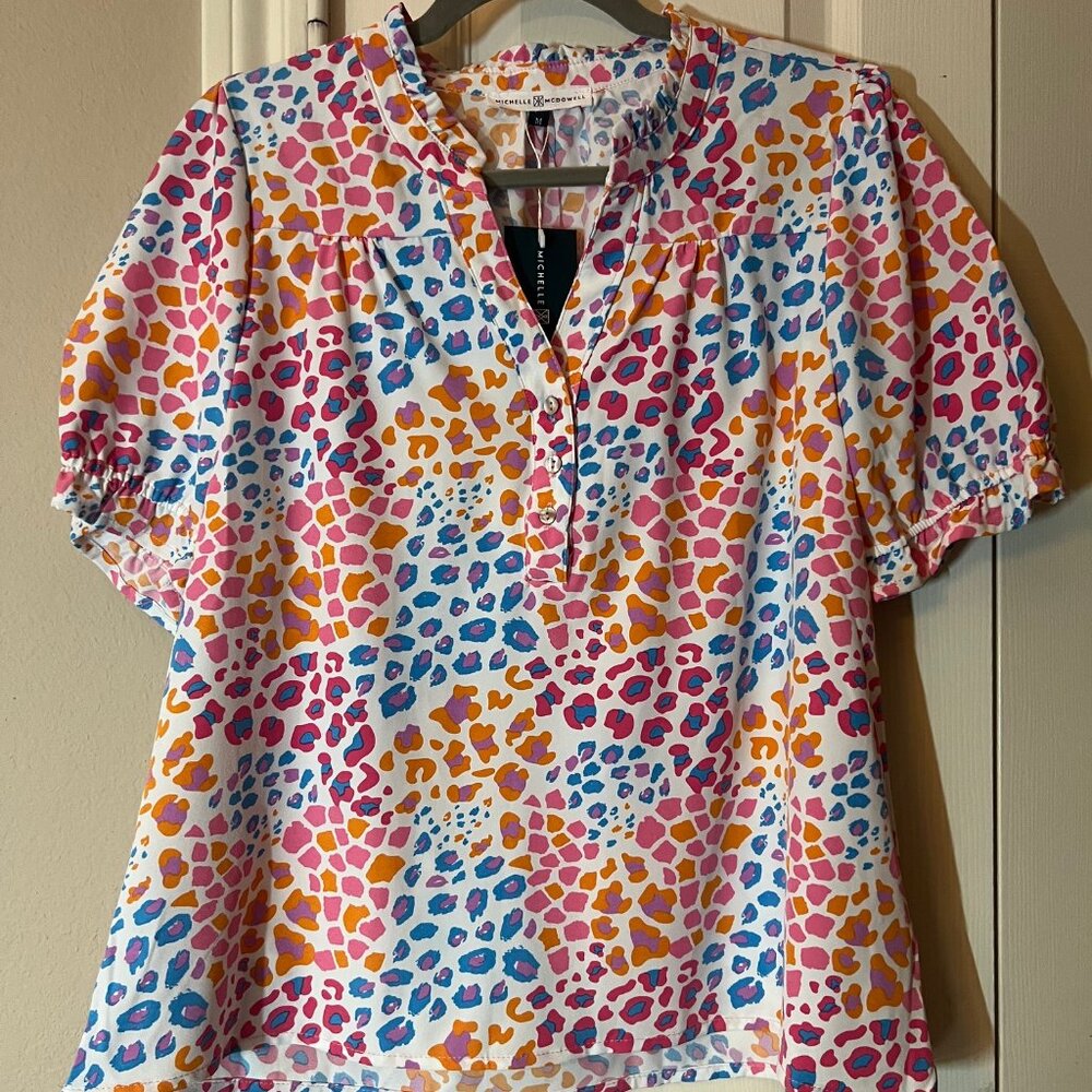 NWT Women's Michelle McDowell Blouse Wild Safari Multi Print - Medium